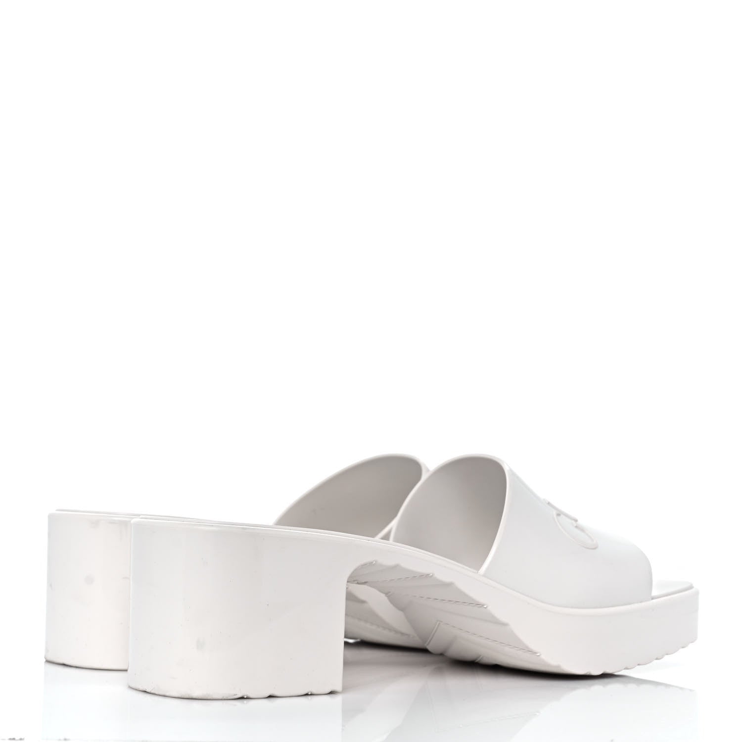 Gucci Rubber Gucci Logo Womens Platform 20/60mm Slide Sandals 40 Mystic White 4 of 9