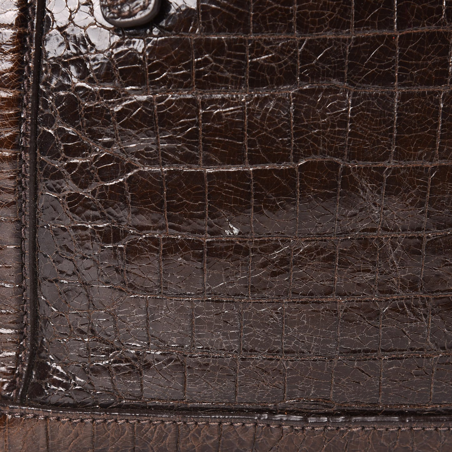 Calfskin Crocodile Embossed St Cocco Shopping Tote Brown