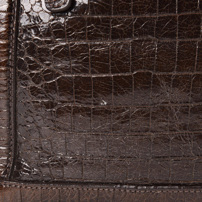 Miu Miu Calfskin Crocodile Embossed St Cocco Shopping Tote Brown 14 of 16