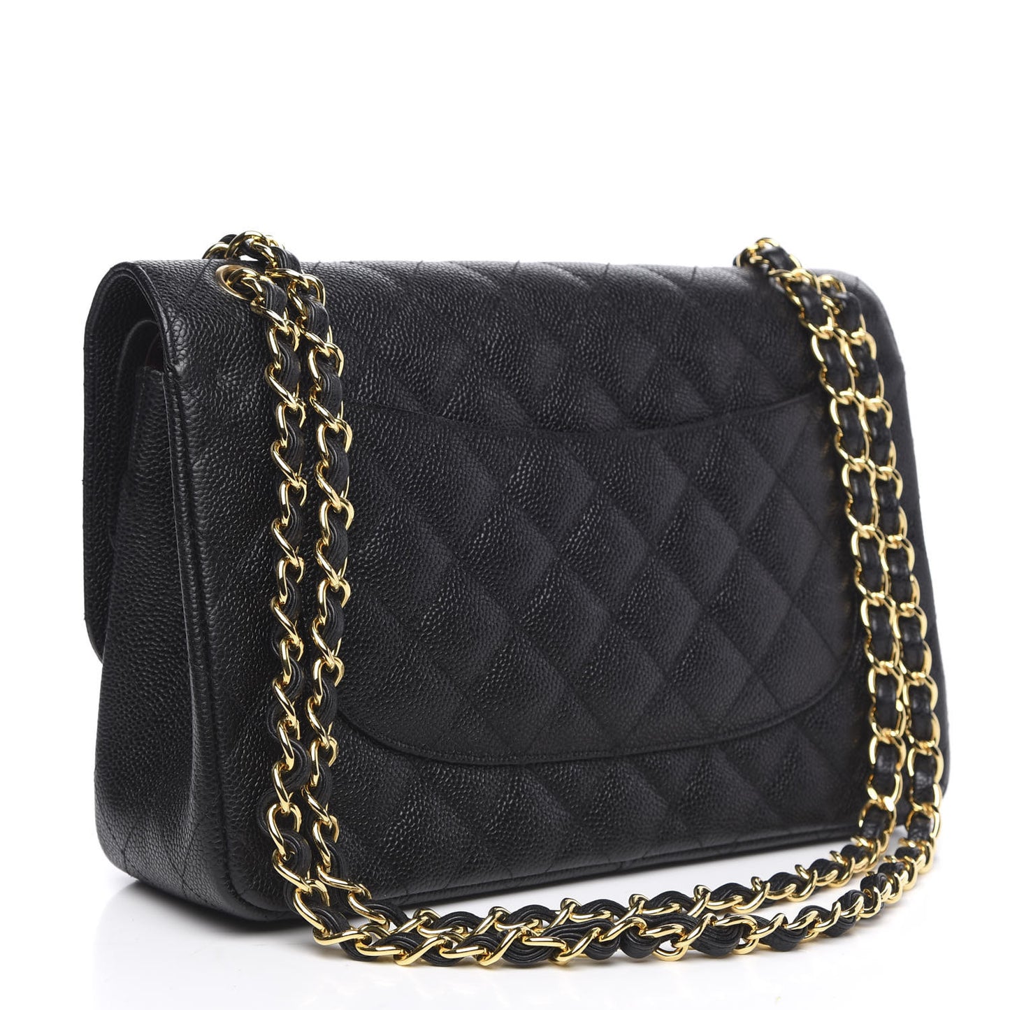 Caviar Quilted Jumbo Double Flap Black