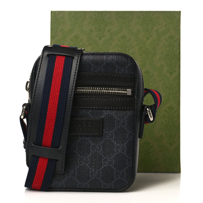 Gucci GG Supreme Monogram Appia Calfskin Web Small Camera Messenger Bag Black Grey 10 of 10