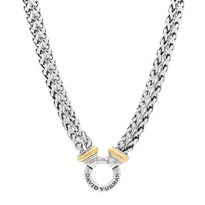 David Yurman Sterling Silver 18K Yellow Gold 8mm Double Wheat Chain Necklace 1 of 4
