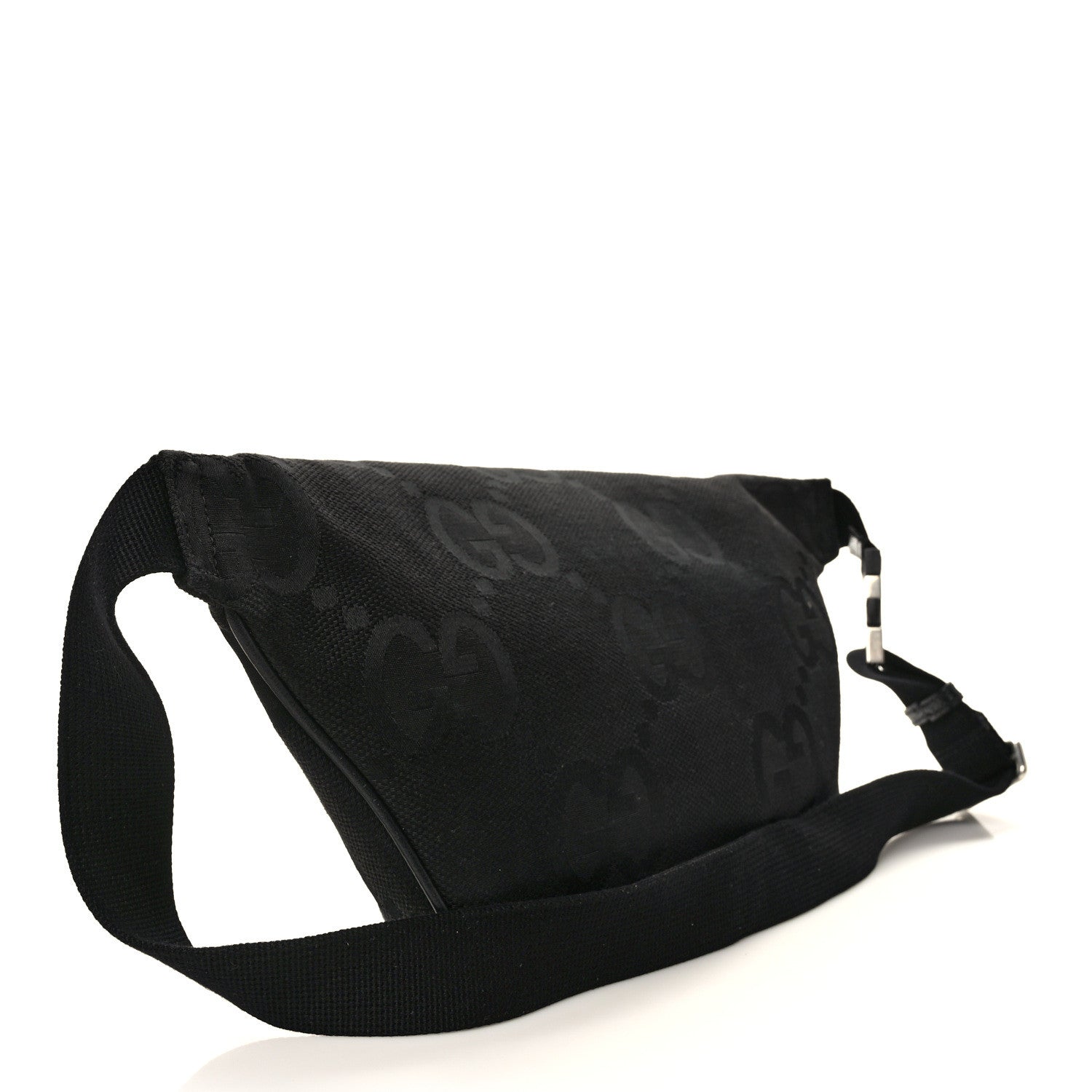 Gucci Monogram Jumbo GG Textured Dollar Calfskin Web Belt Bag Black 3 of 10