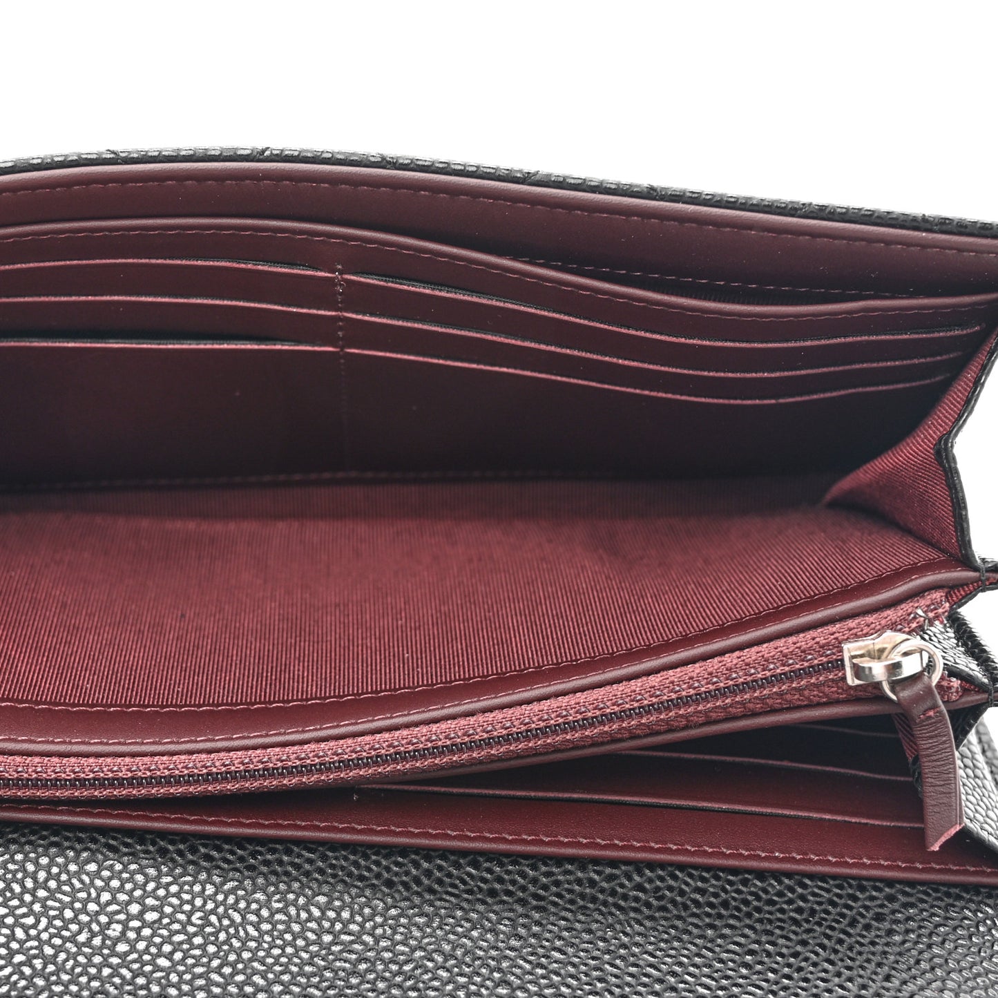 Caviar Quilted Large Gusset Flap Wallet Black