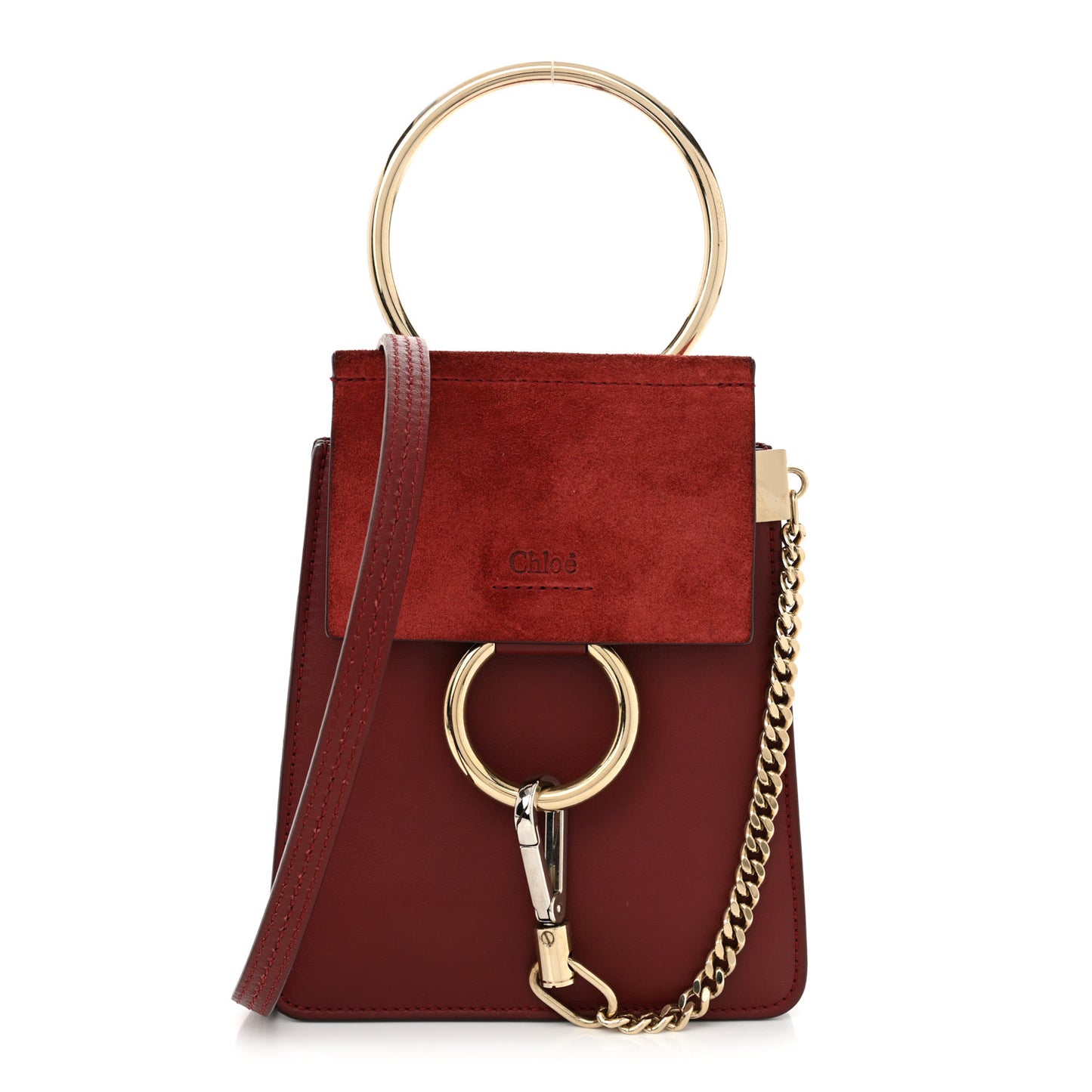 Suede Calfskin Mini Faye Bracelet Bag Plum Purple
