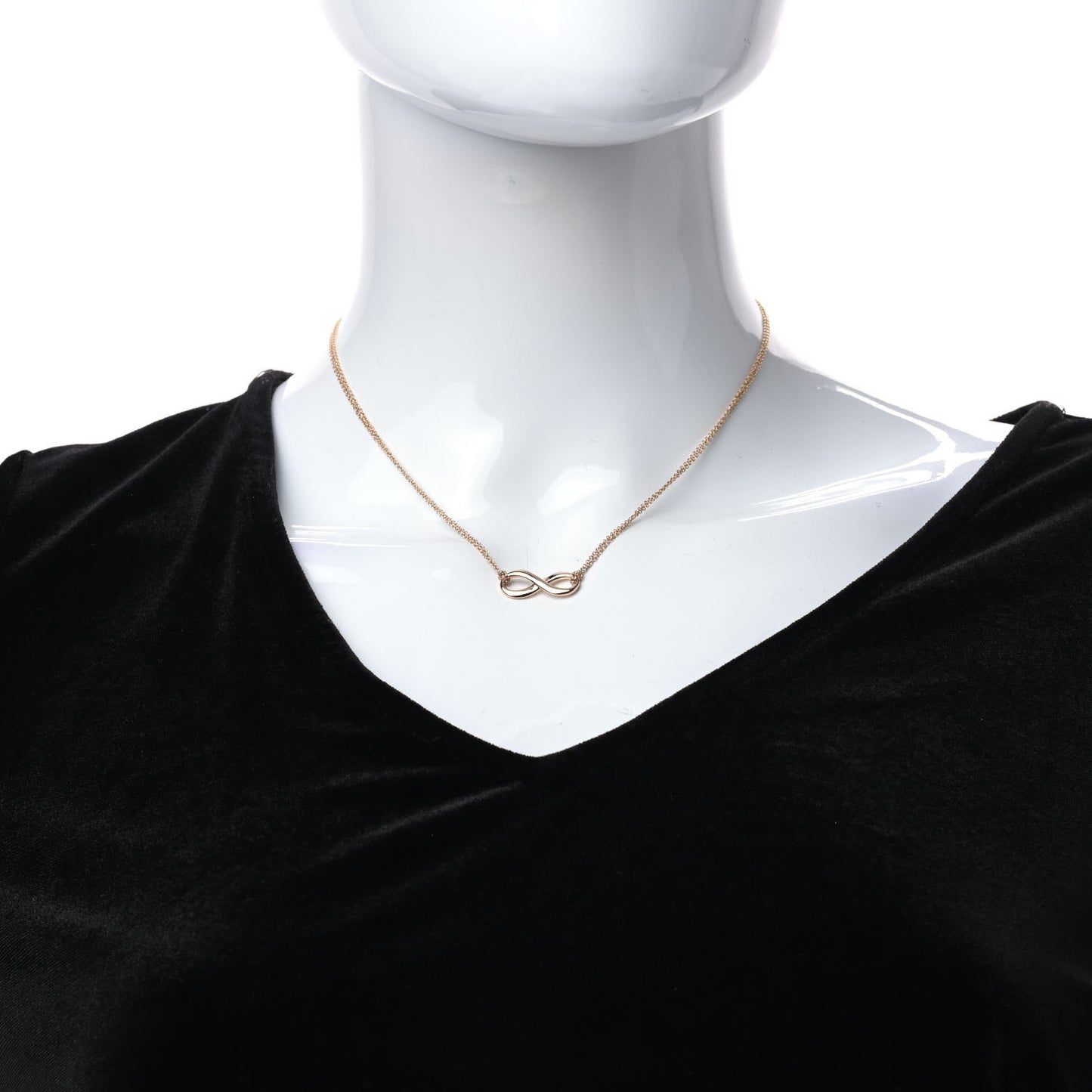 18K Rose Gold Infinity Double Chain Pendant Necklace