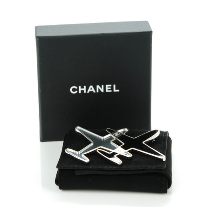 Chanel Metal Resin Mirror CC Airplane Brooch Black Silver 6 of 6
