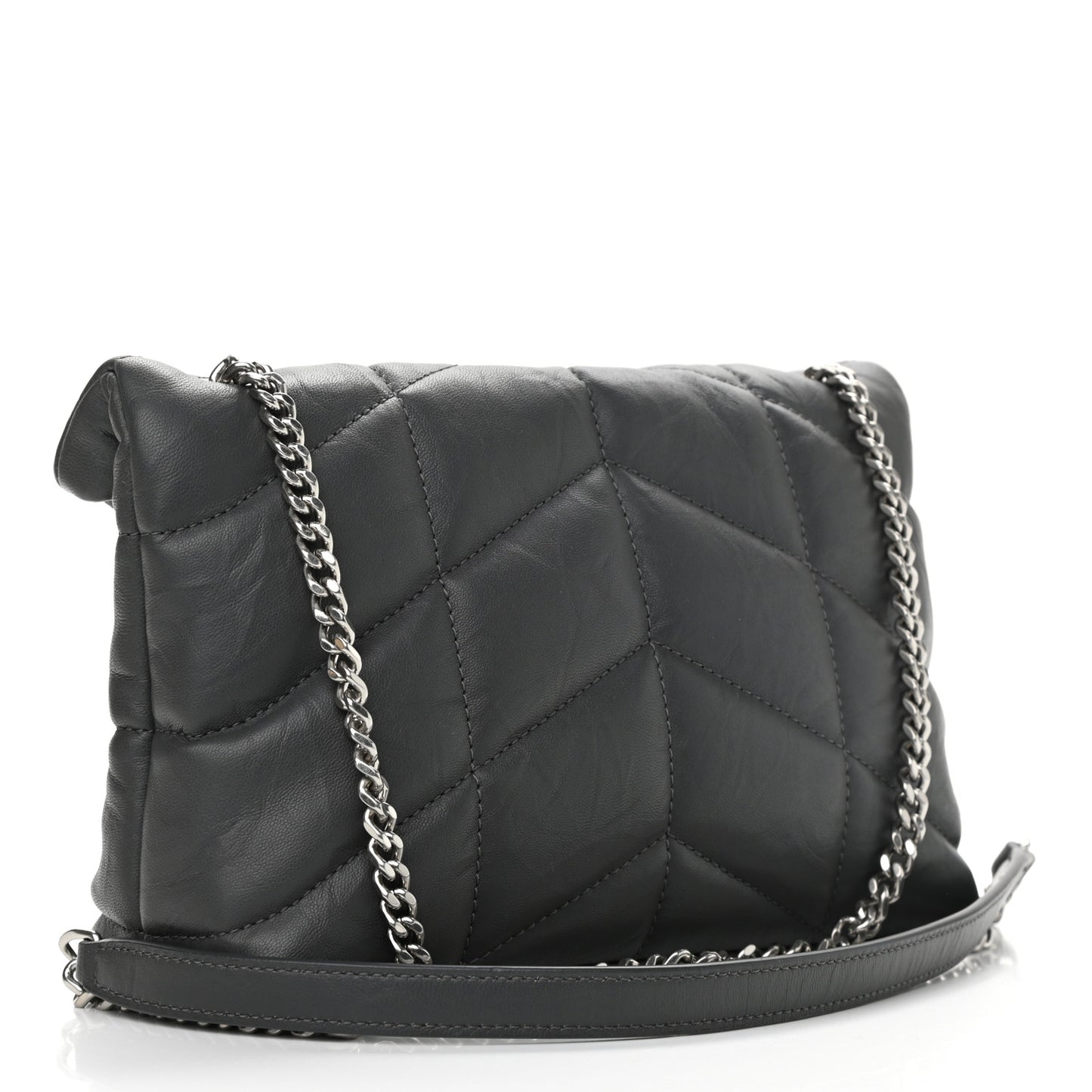 Lambskin Quilted Toy Loulou Puffer Monogram Chain Satchel Storm