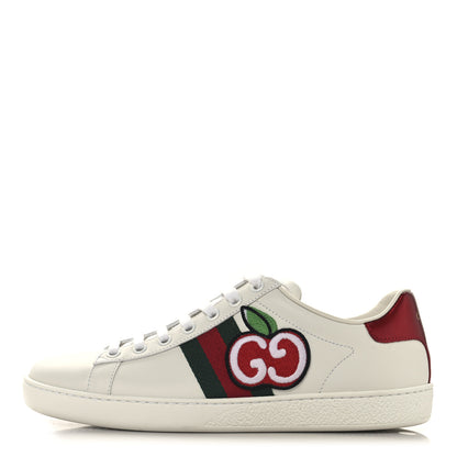 Gucci Calfskin Web GG Apple Embroidered Womens Ace Sneakers 39 White 1 of 10