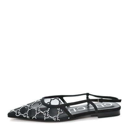Gucci Tela Retino Kid Scamosciato Crystal GG Monogram Square G 35mm Slingback Pumps 38 Black 1 of 8