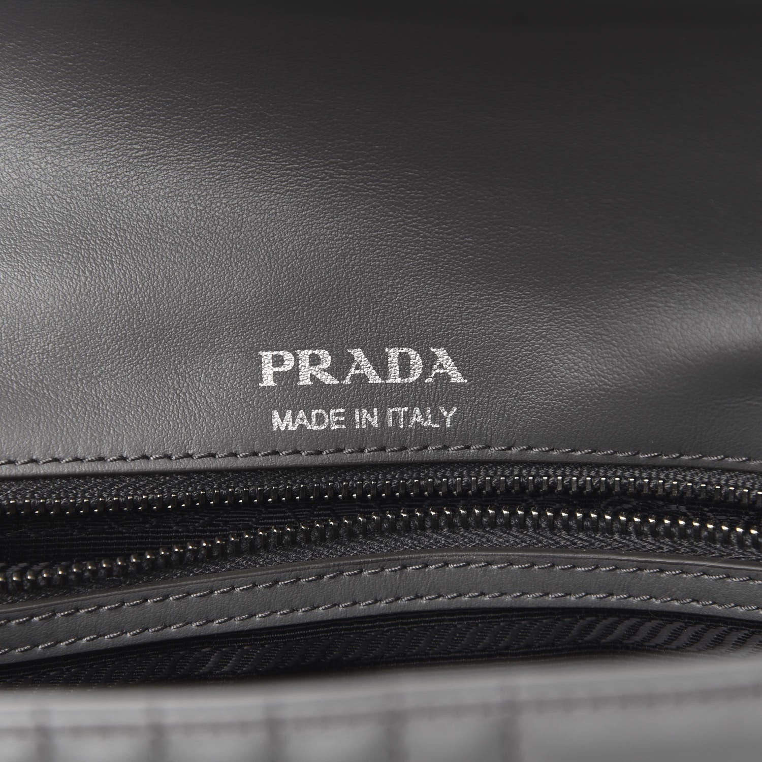 Prada Soft Calfskin Impunture Diagramme Medium Chain Flap Shoulder Bag Mercurio 6 of 9