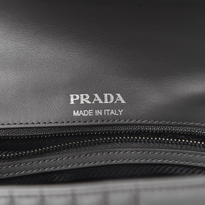 Prada Soft Calfskin Impunture Diagramme Medium Chain Flap Shoulder Bag Mercurio 6 of 9