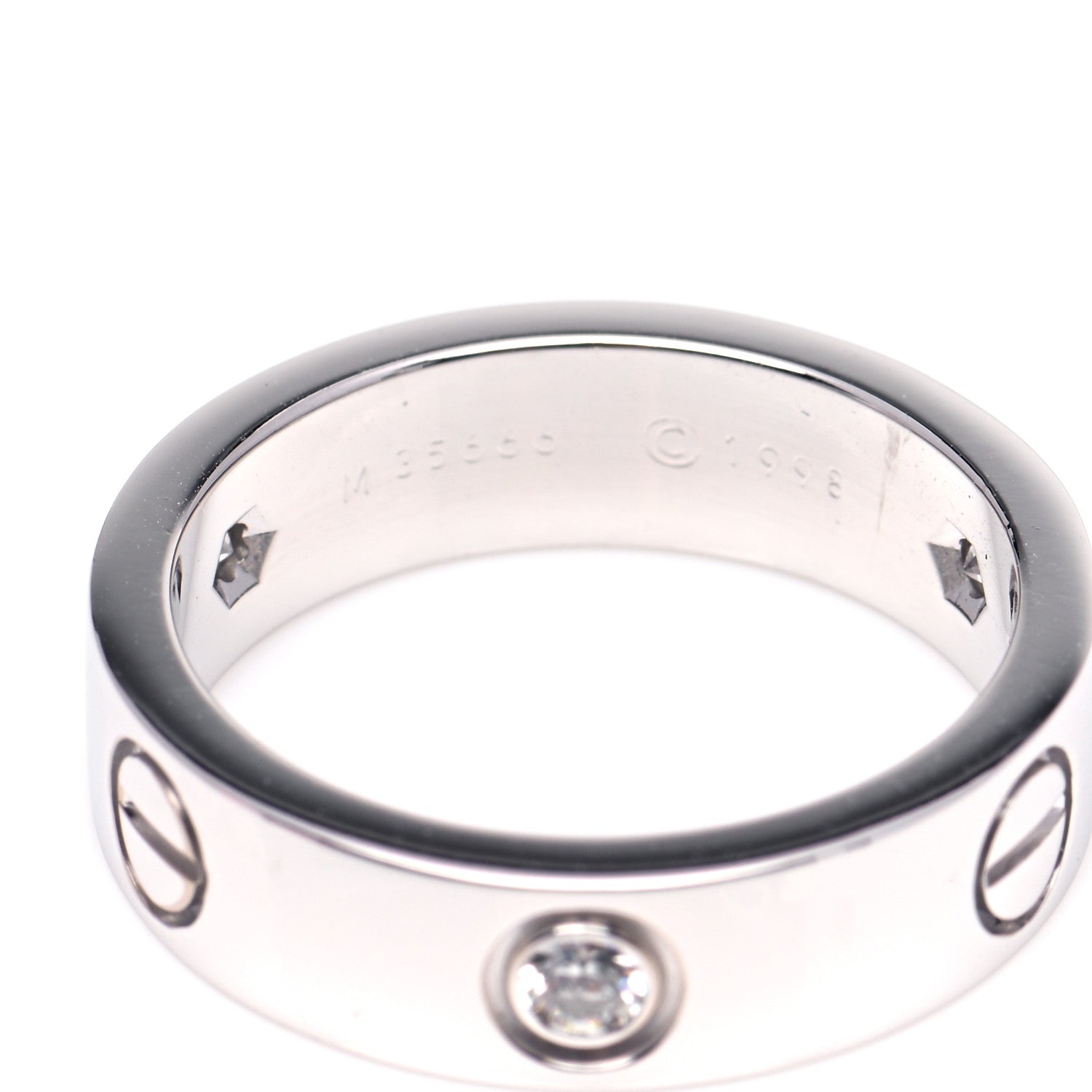 Cartier 18K White Gold 3 Diamond 5.5mm LOVE Ring 55 7.25 4 of 6