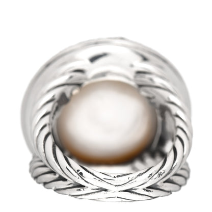 David Yurman Sterling Silver Diamond Pearl 18mm Cerise Ring 52 6 4 of 5