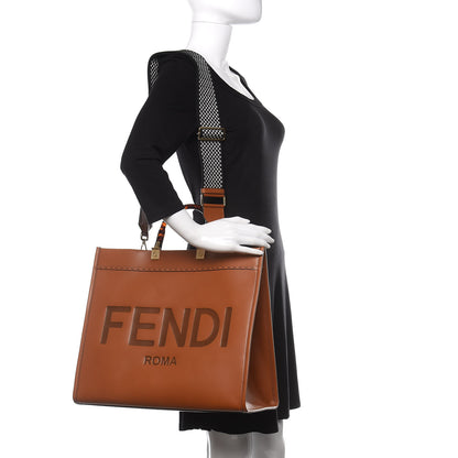 Fendi Vitello King Plexiglass Medium Fendi Sunshine Shopper Tote Cuoio 2 of 10