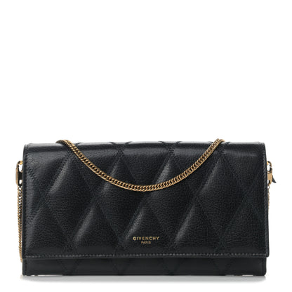 Givenchy Goatskin Quilted GV3 Chain Wallet Black 1 of 11
