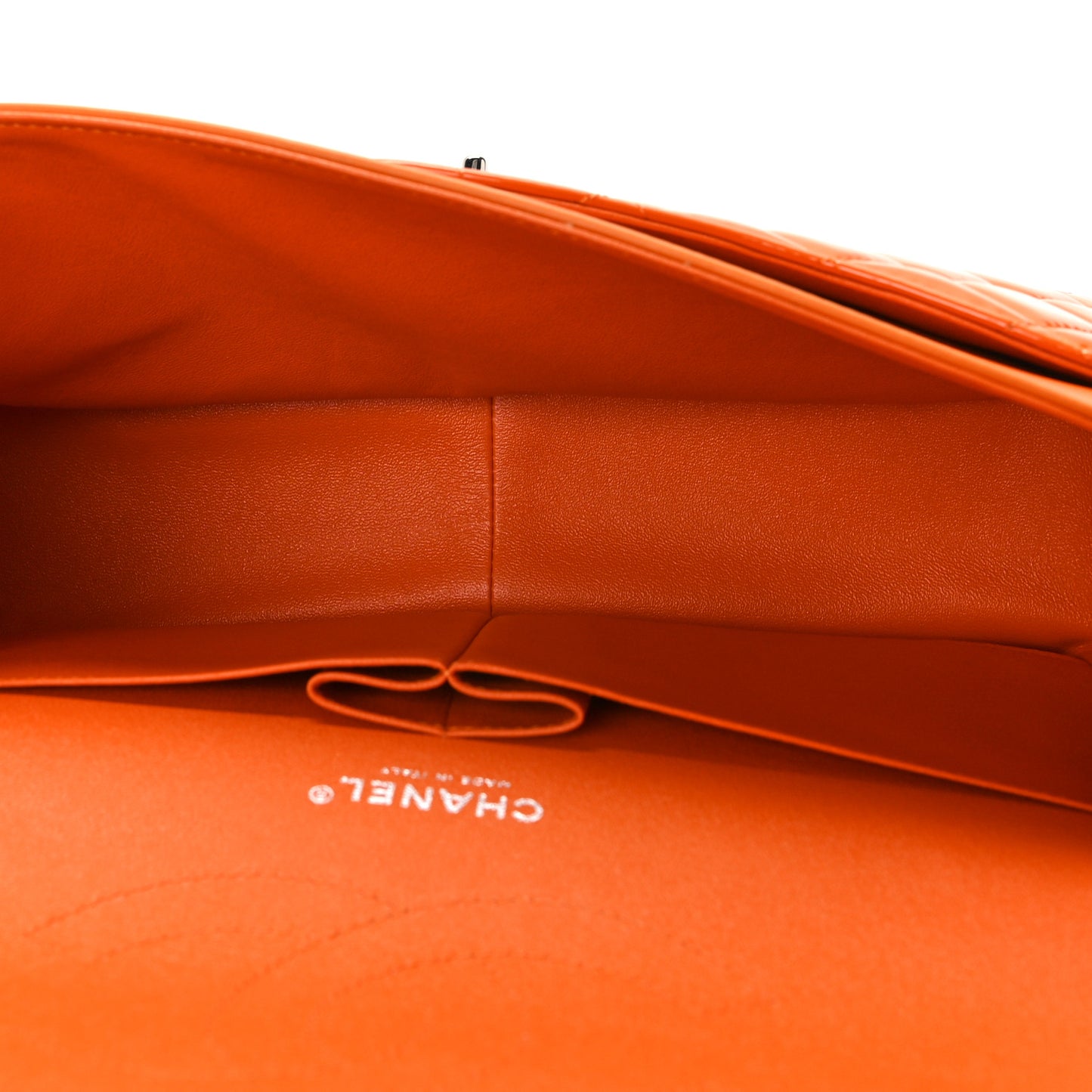 Patent Quilted Jumbo Double Flap Orange