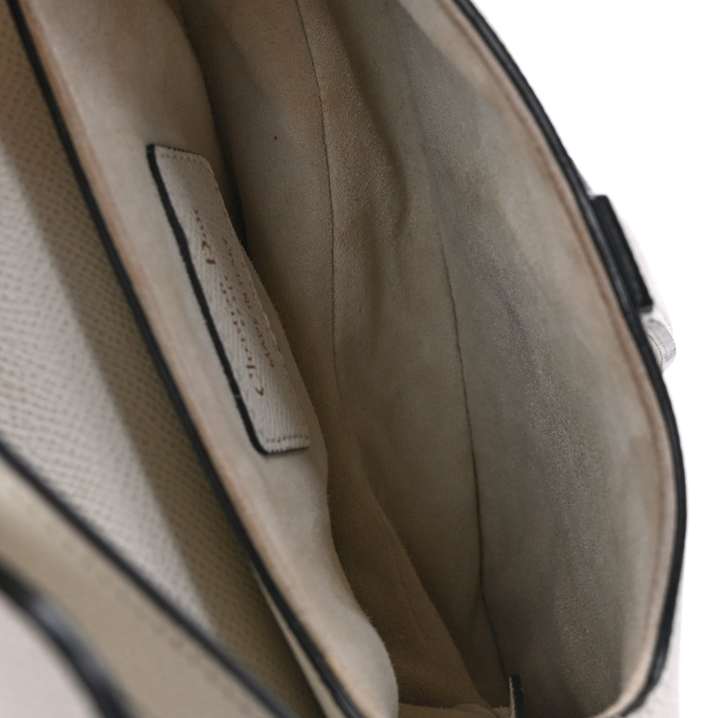 Grained Calfskin Mini Saddle Bag White