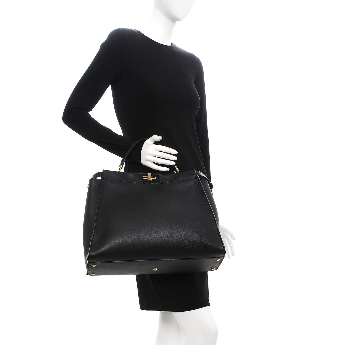 Vitello Seta Shiny Nappa Large Peekaboo Iconic Satchel Black