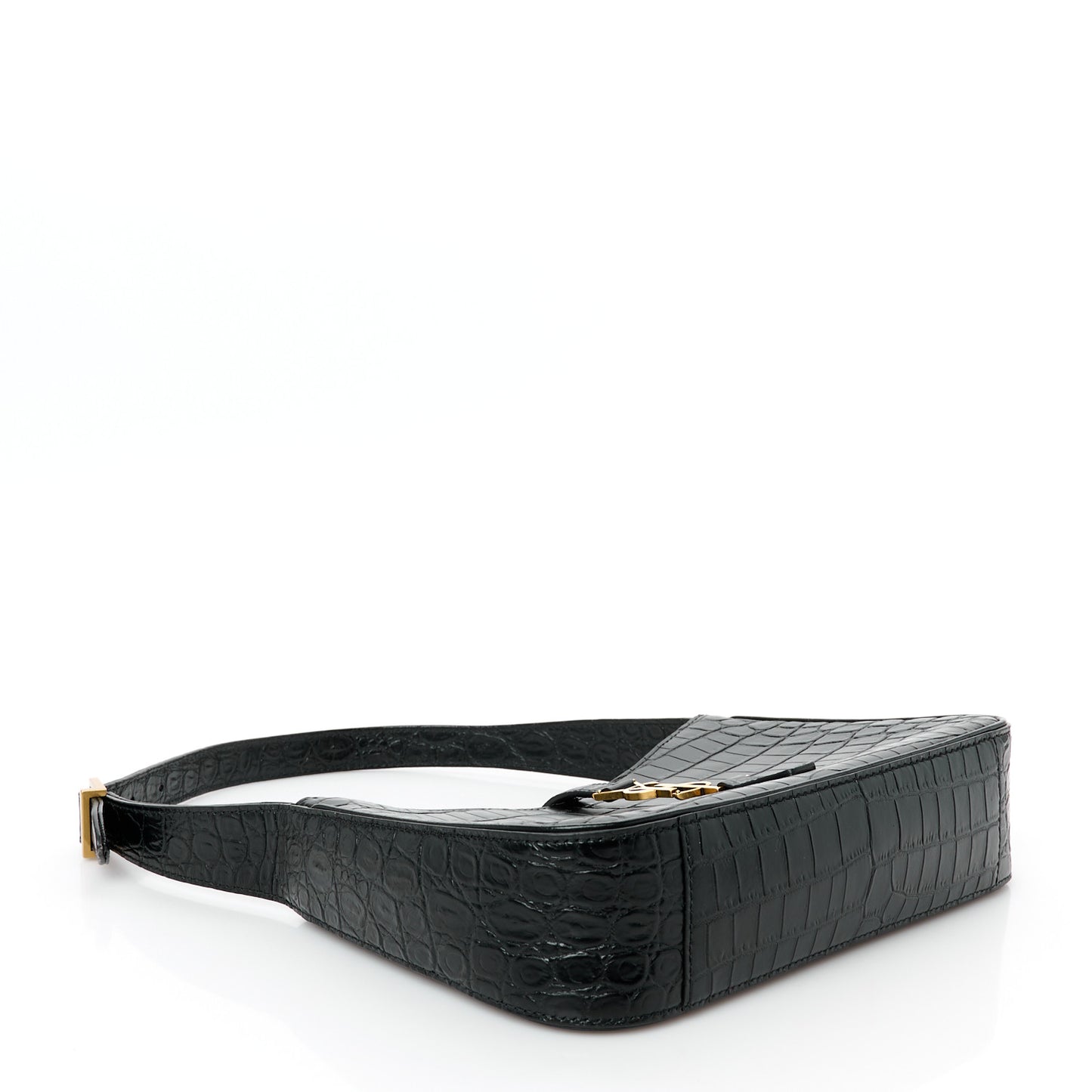 Calfskin Crocodile Embossed Le 5 A 7 Hobo Black
