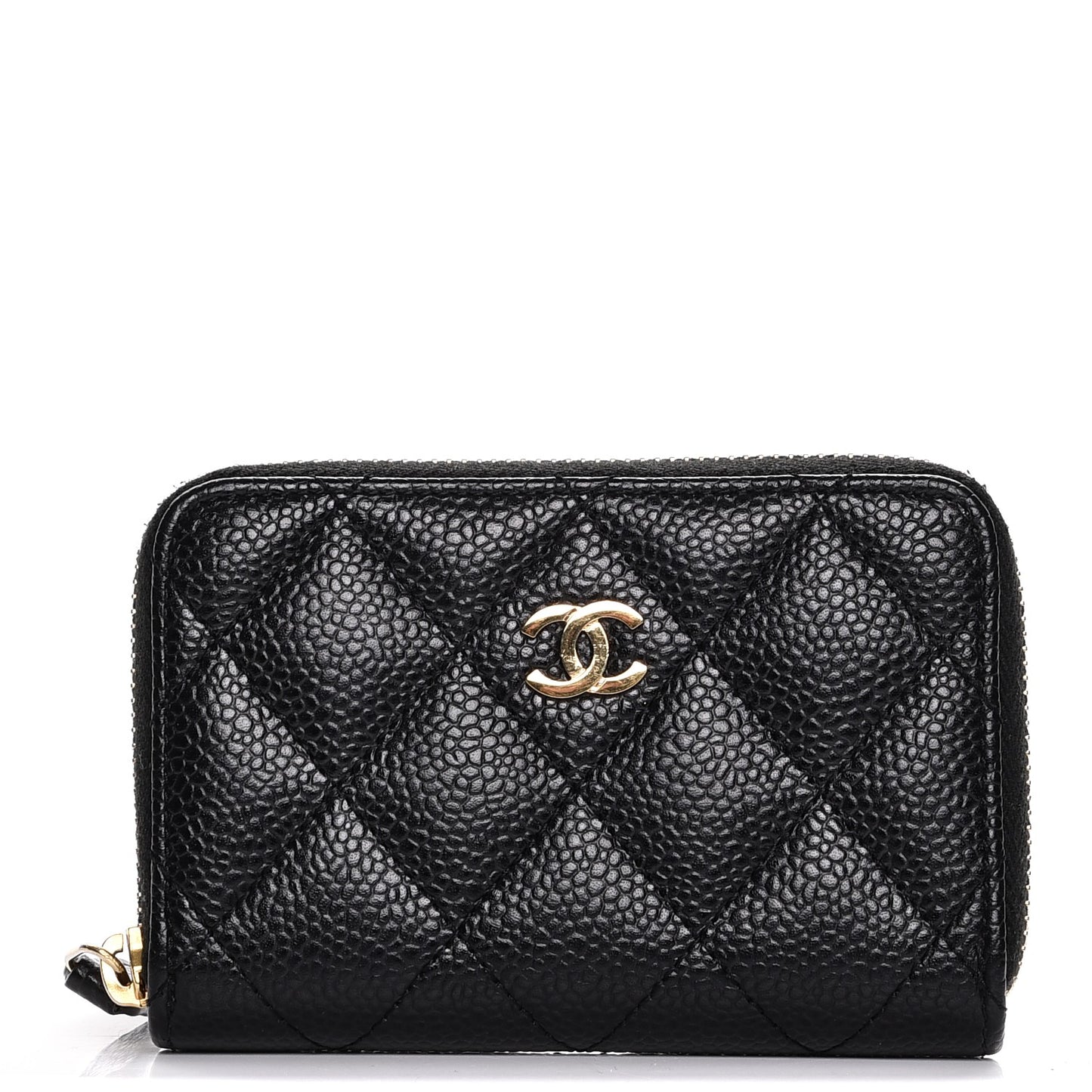 Caviar Quilted Zip Coin Purse Black