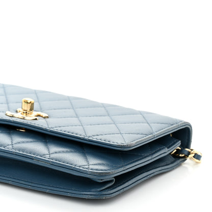 Chanel Lambskin Quilted Trendy CC Wallet On Chain WOC Blue 11 of 11