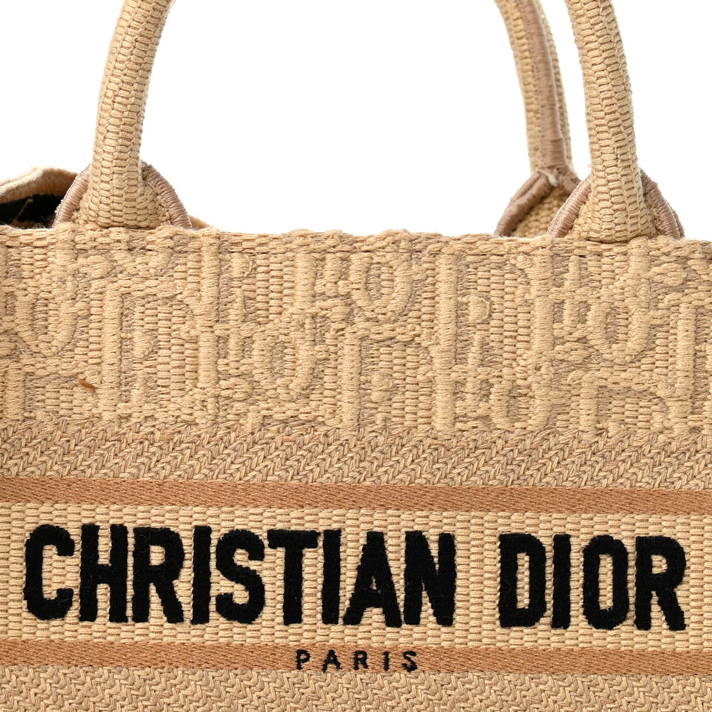 Raffia Oblique Mini Toile De Jouy Book Tote With Strap Beige