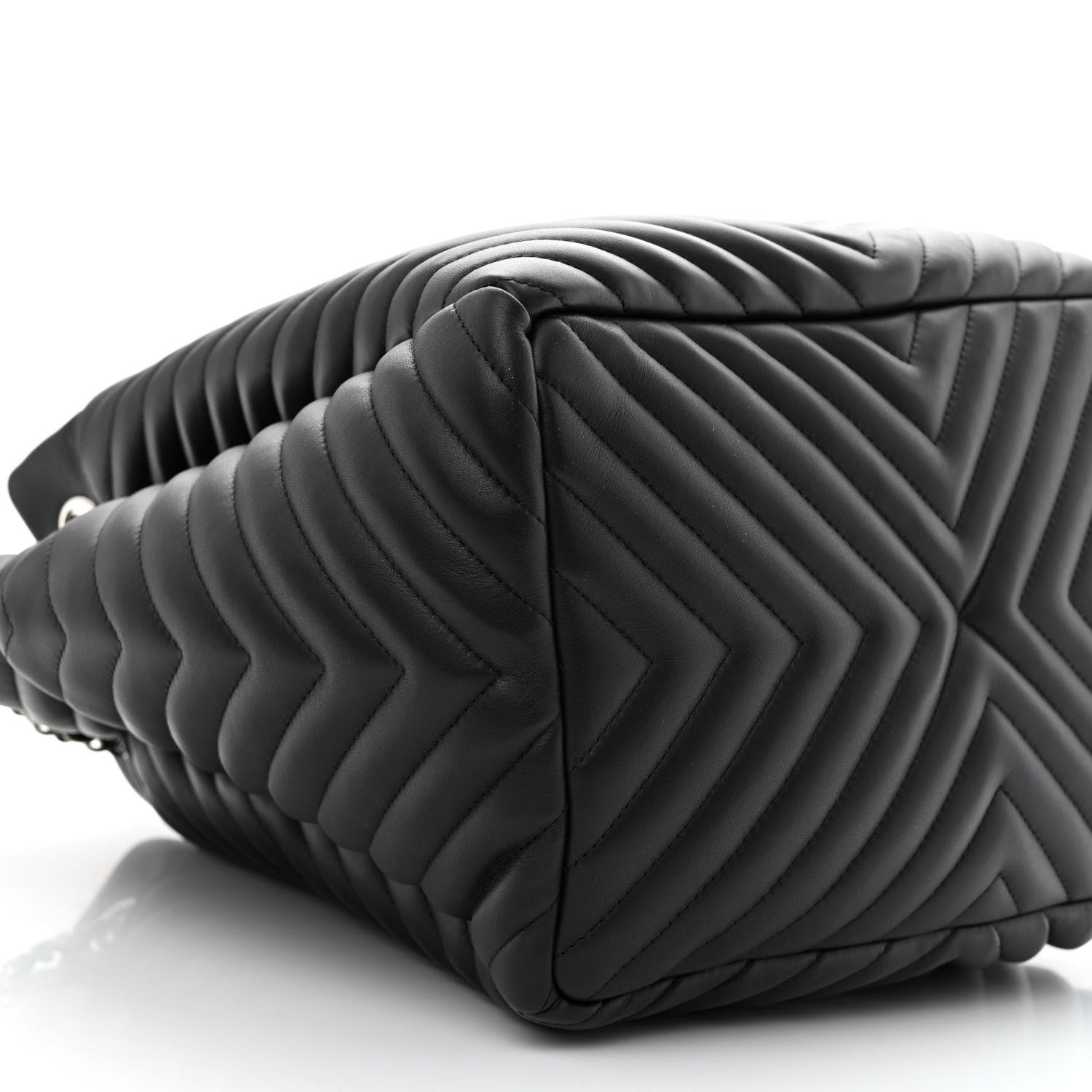 Chanel Lambskin Chevron Quilted Large Urban Spirit Drawstring Bag Black 9 of 11