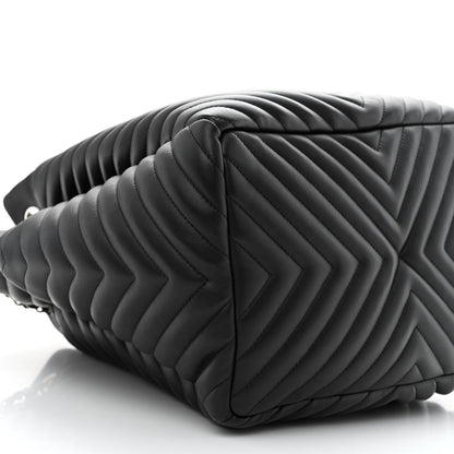 Chanel Lambskin Chevron Quilted Large Urban Spirit Drawstring Bag Black 9 of 11