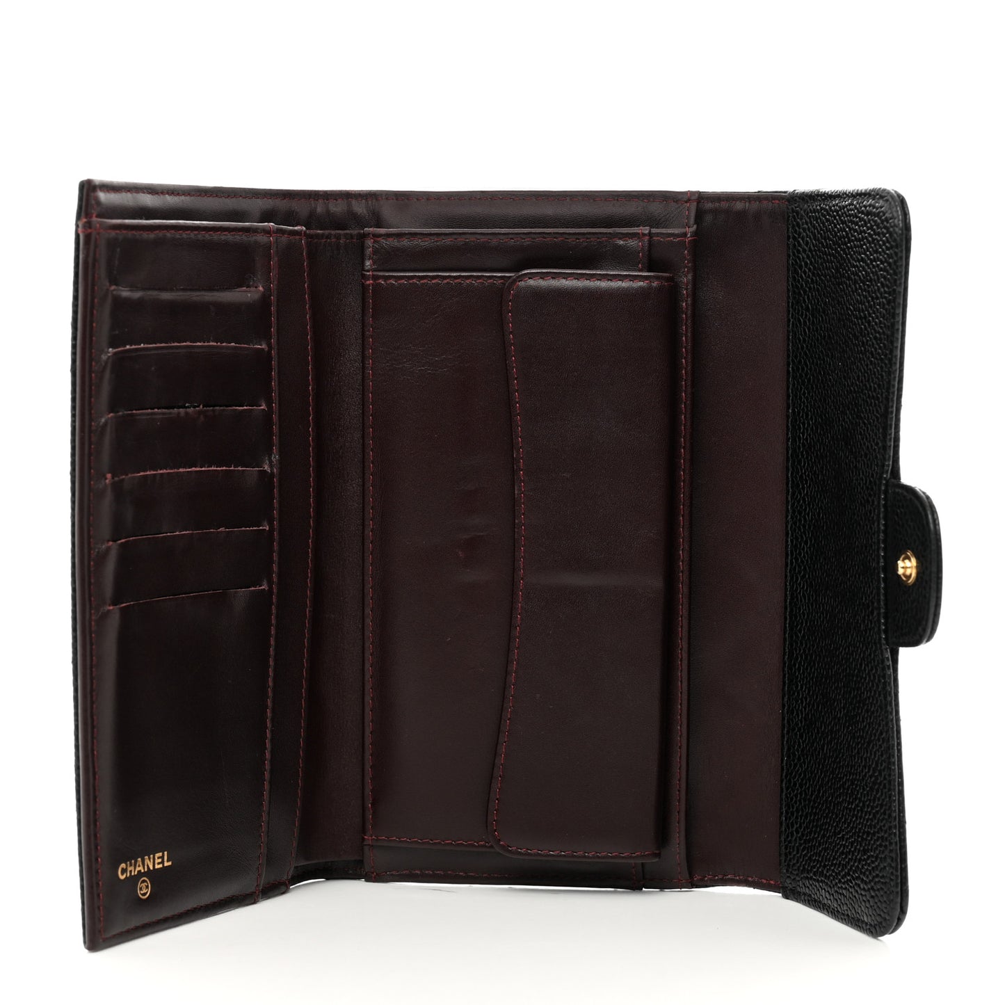 Caviar Quilted Large Flap Wallet Black