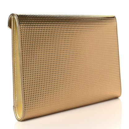 Chanel Metallic Lambskin Embossed Envelope Clutch Gold 3 of 8