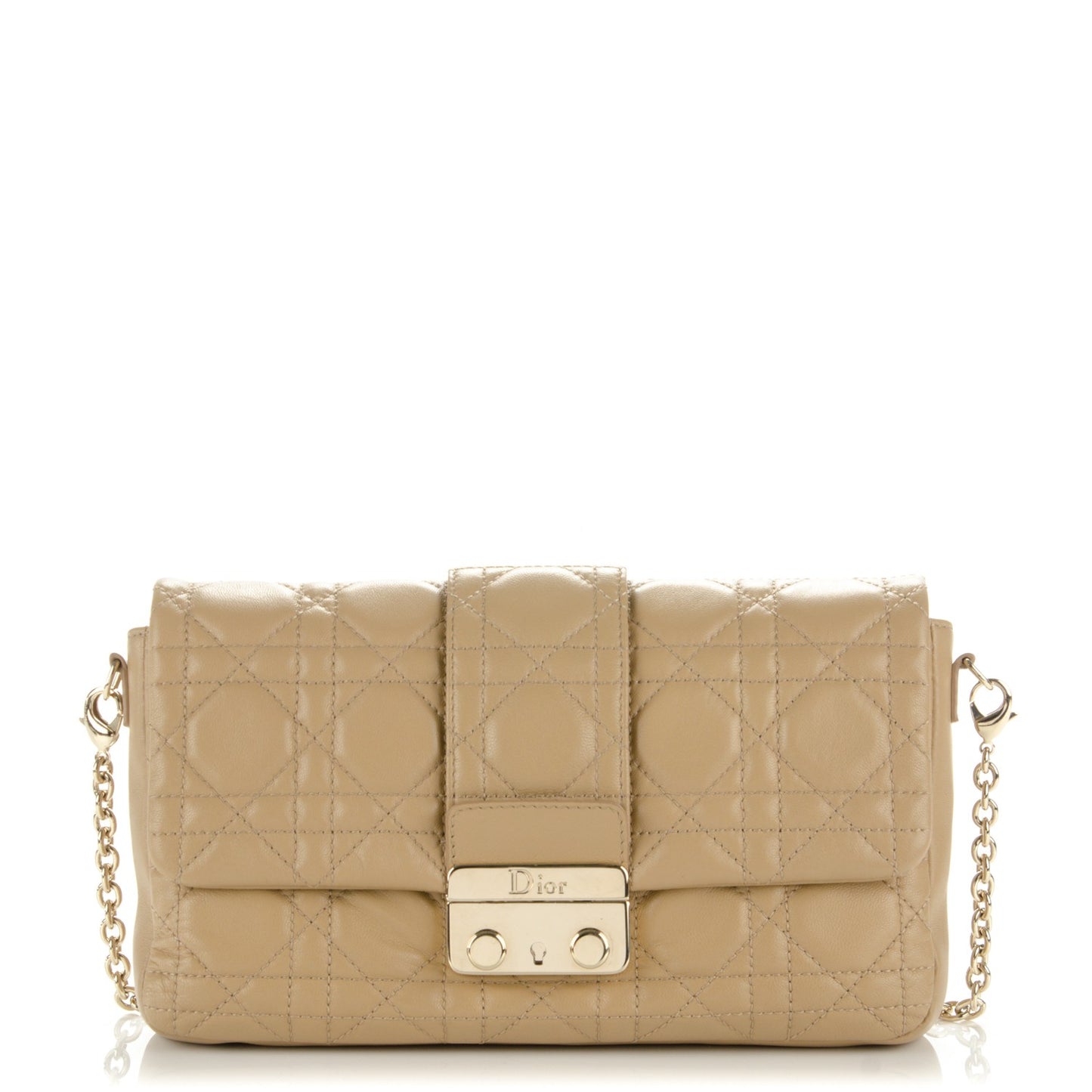 Lambskin Cannage New Lock Pouch Beige