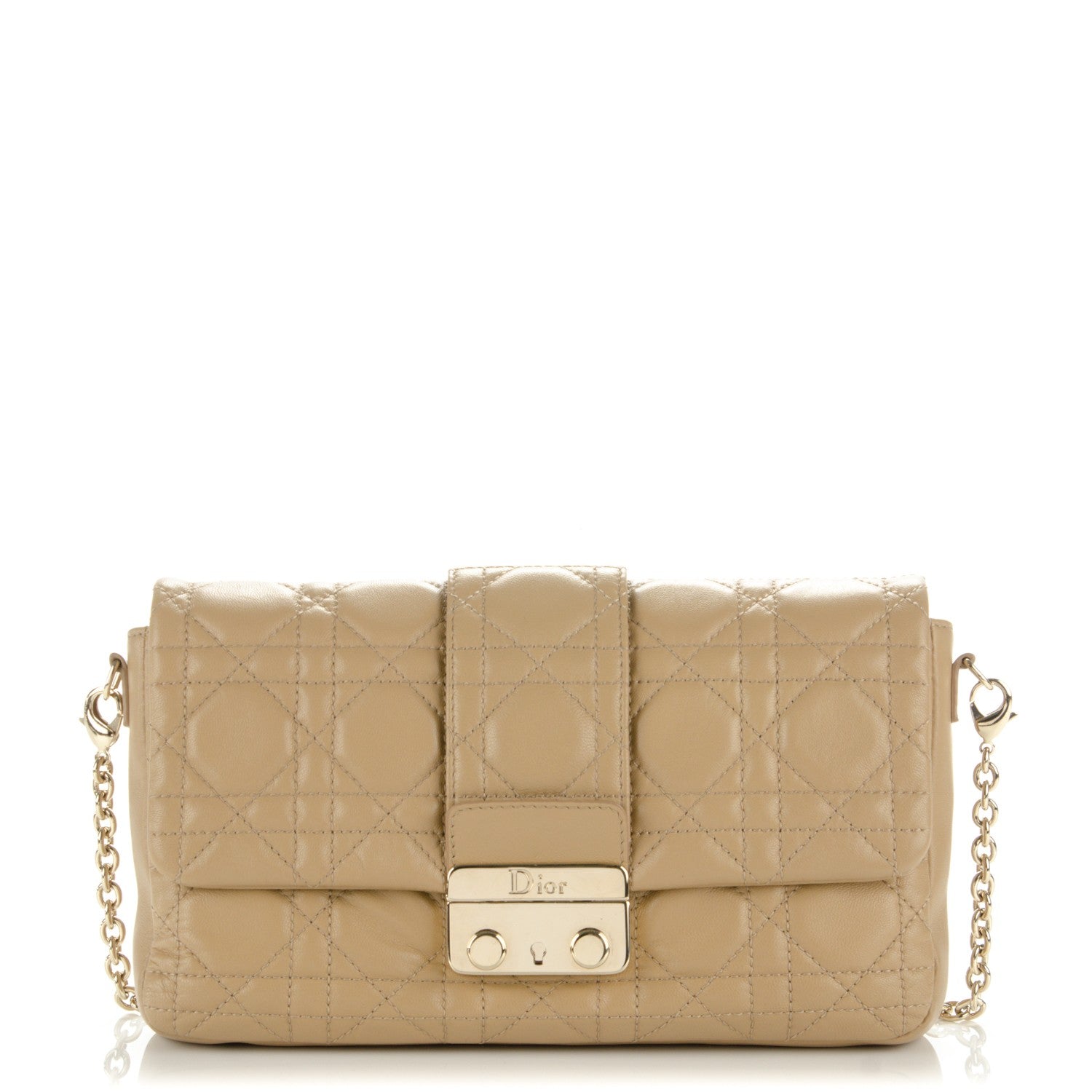 Christian Dior Lambskin Cannage New Lock Pouch Beige 1 of 6