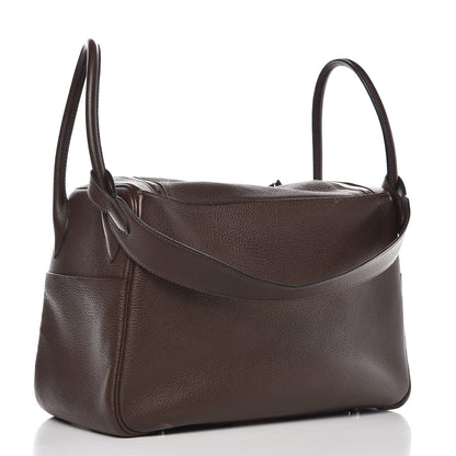 Hermes Taurillon Clemence Lindy 34 Chocolate 3 of 12