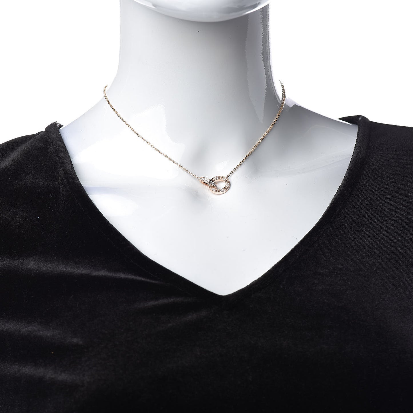18K Pink Gold Diamond Interlocking LOVE Paved Necklace