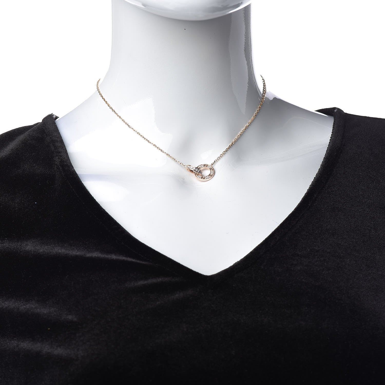 Cartier 18K Pink Gold Diamond Interlocking LOVE Paved Necklace 2 of 7