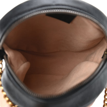 Gucci Azalea Calfskin Matelasse Heart Mini GG Marmont Round Shoulder Bag Black 5 of 9