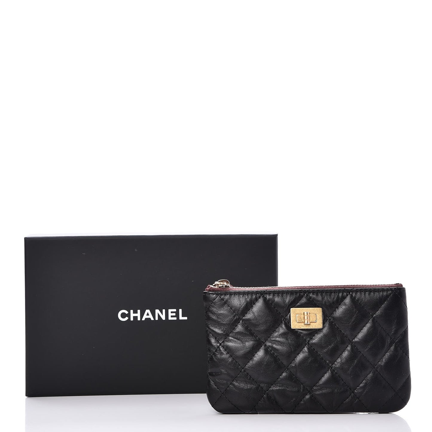 Aged Calfskin Quilted Small Reissue Cosmetic Case Black
