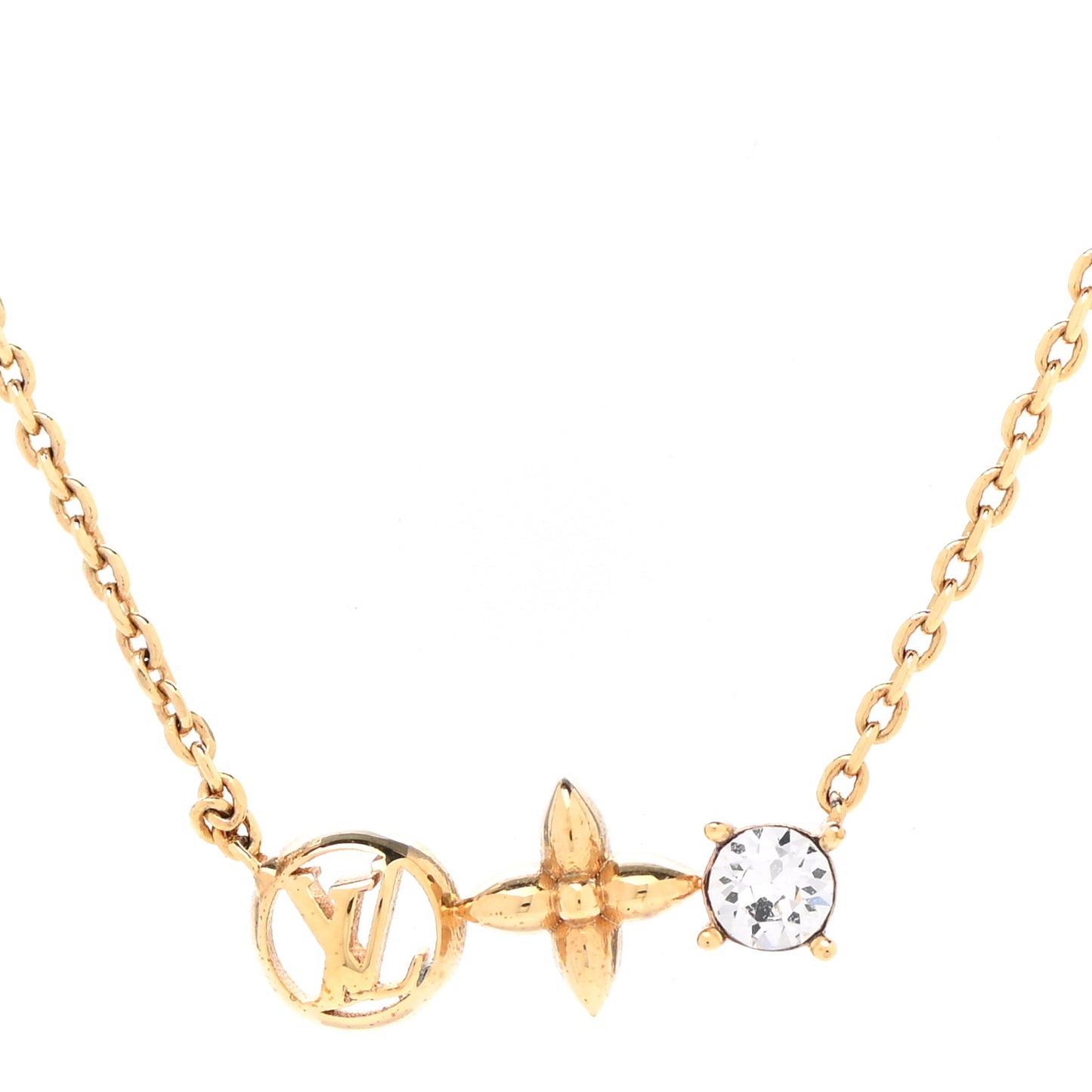 Crystal Petite Louis Necklace Gold