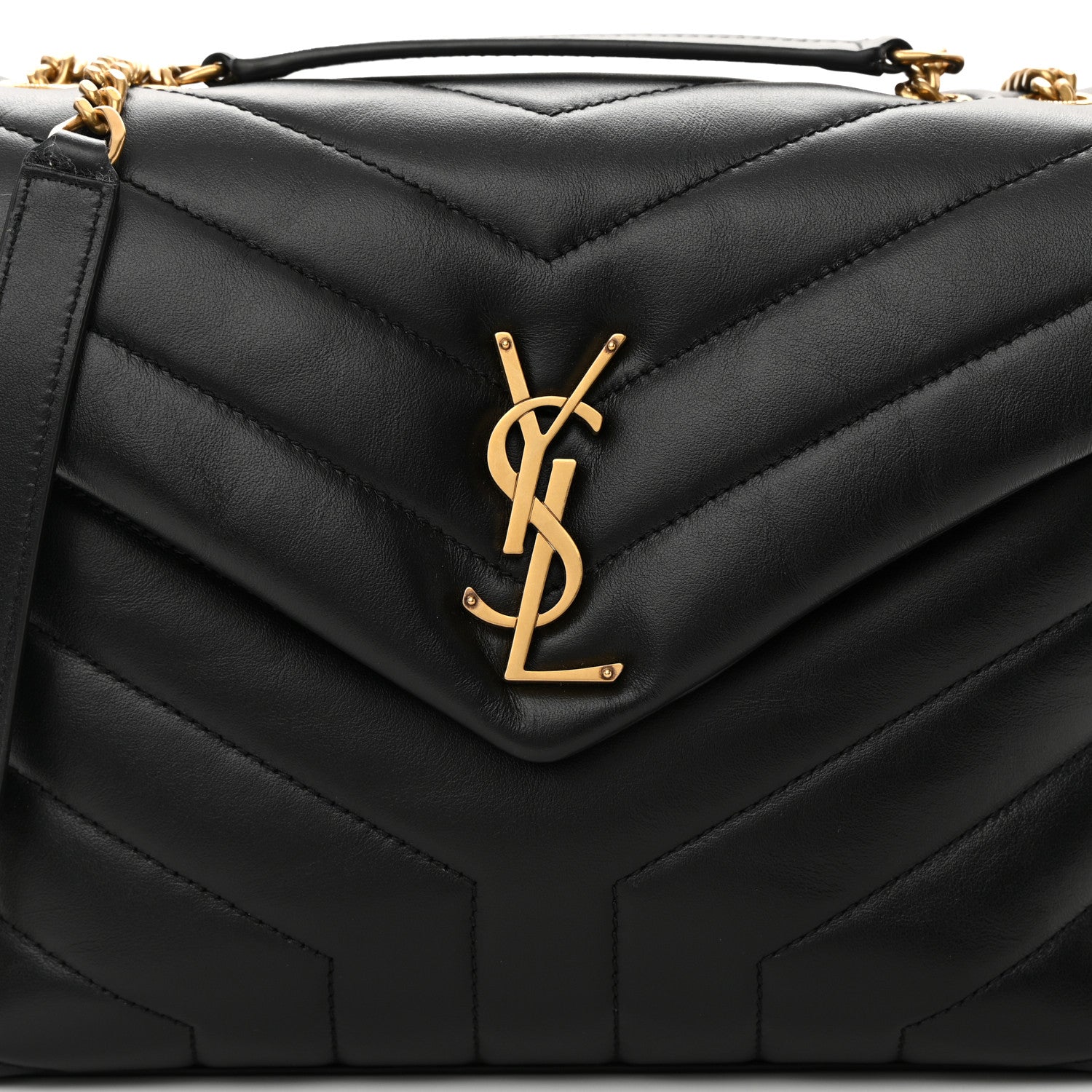 Saint Laurent Calfskin Y Quilted Monogram Small Loulou Chain Satchel Black 8 of 13