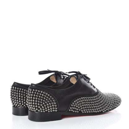 Christian Louboutin Calfskin Studded Womens Fred Clous Flats 40.5 Black Gun 4 of 14