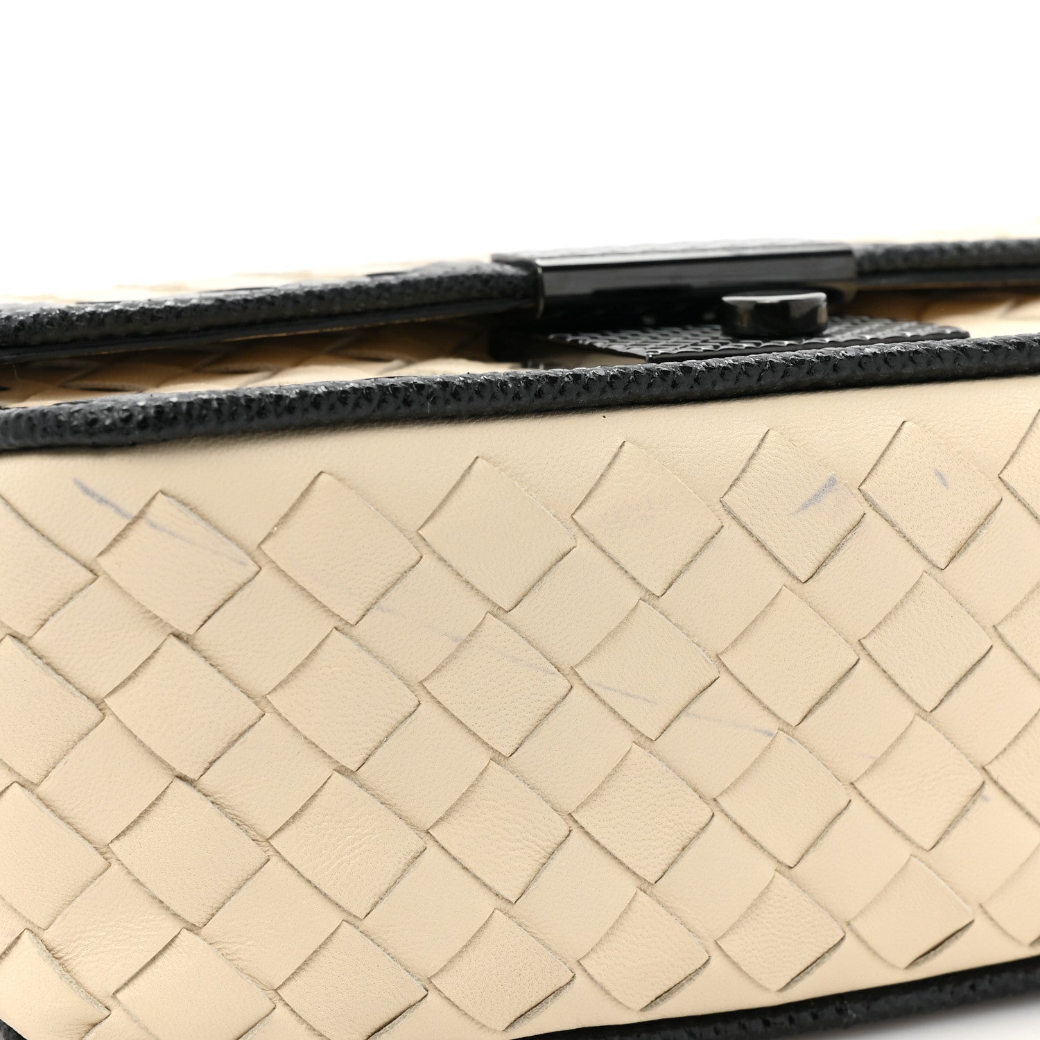 Bottega Veneta Nappa Karung Intrecciato Glass Pearl Shoulder Bag White Black 9 of 10