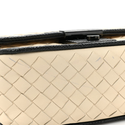 Bottega Veneta Nappa Karung Intrecciato Glass Pearl Shoulder Bag White Black 9 of 10