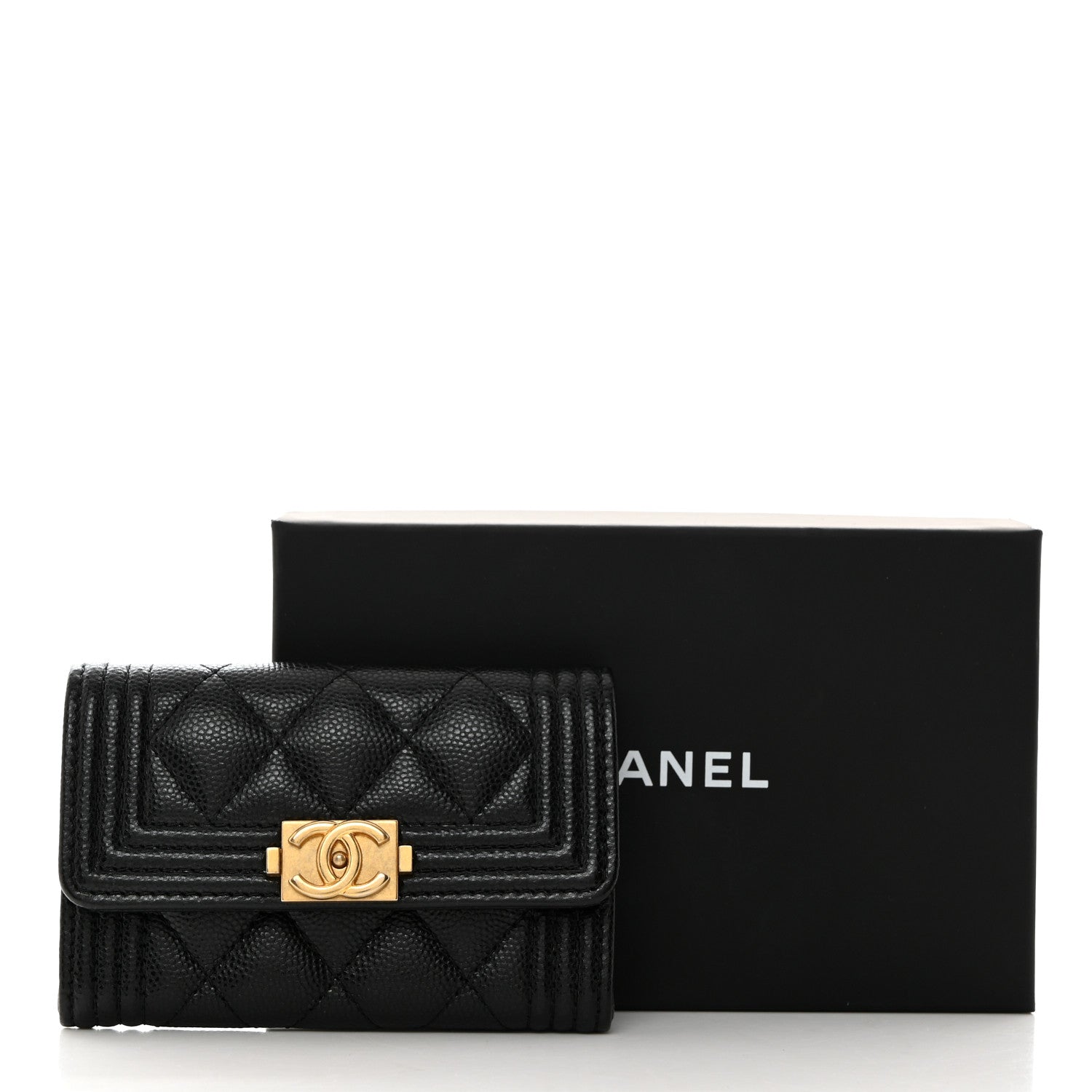 Chanel Caviar Quilted Boy Flap Card Holder Black 9 of 9