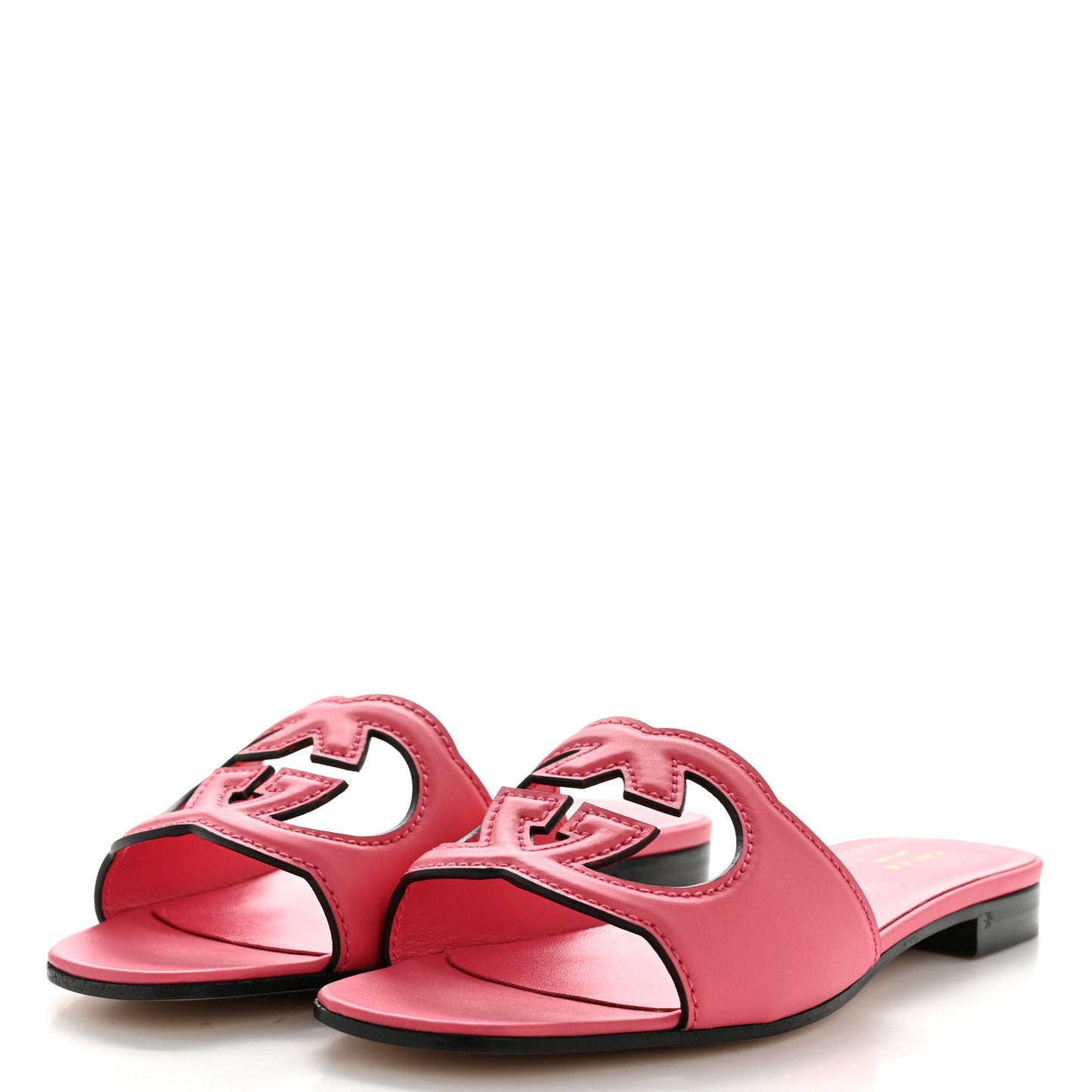 Cosmos Softy Calfskin Interlocking G Cut Out Slide Sandals 38.5 Rhodamine Pink