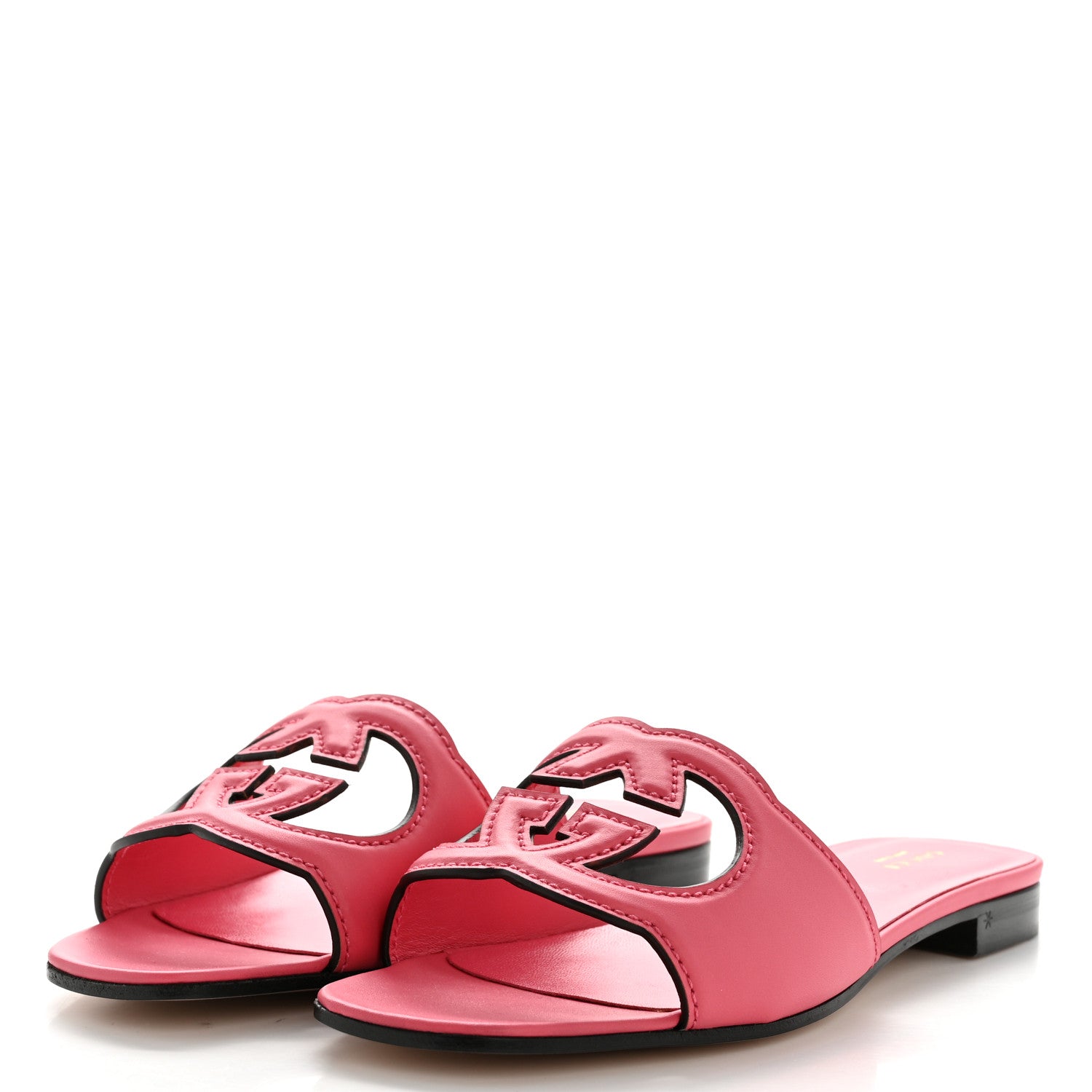 Gucci Cosmos Softy Calfskin Interlocking G Cut Out Slide Sandals 38.5 Rhodamine Pink 3 of 9