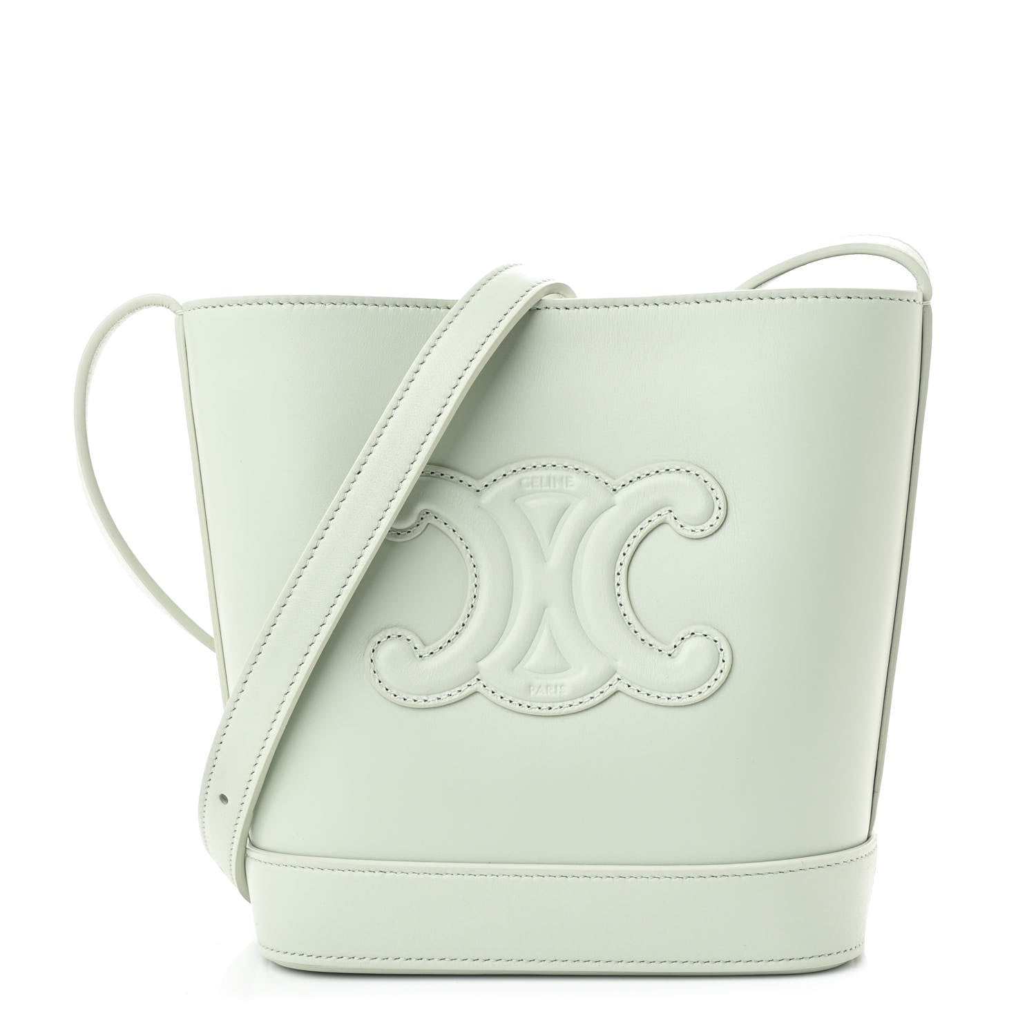 Celine Smooth Calfskin Mini Cuir Triomphe Bucket Bag Jade 1 of 10