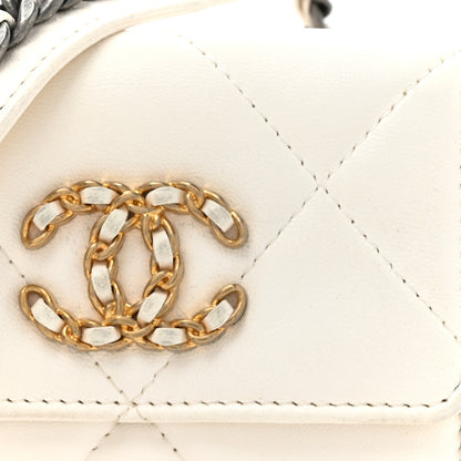 Chanel Lambskin Quilted Chanel 19 Flap Coin Purse With Chain White 8 of 14