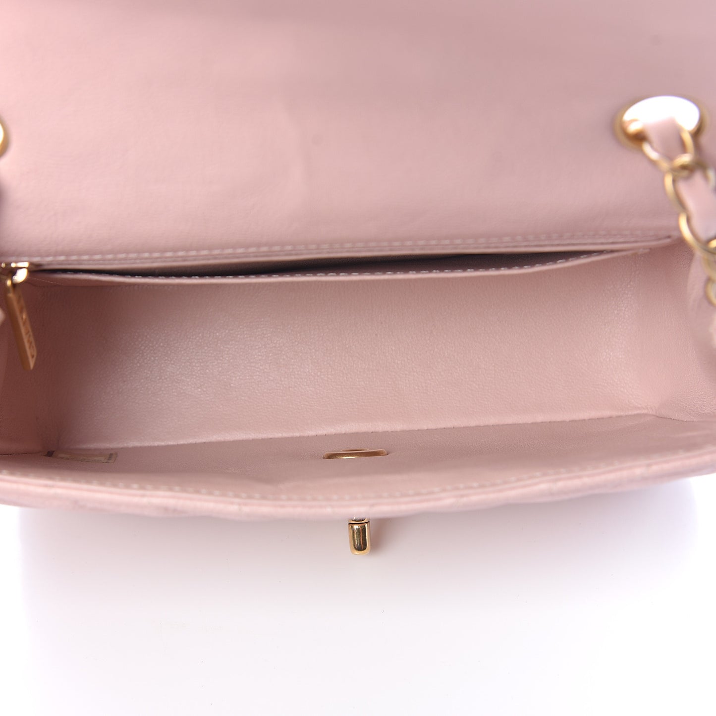 Calfskin Chevron Quilted Mini Rectangular Flap Light Pink
