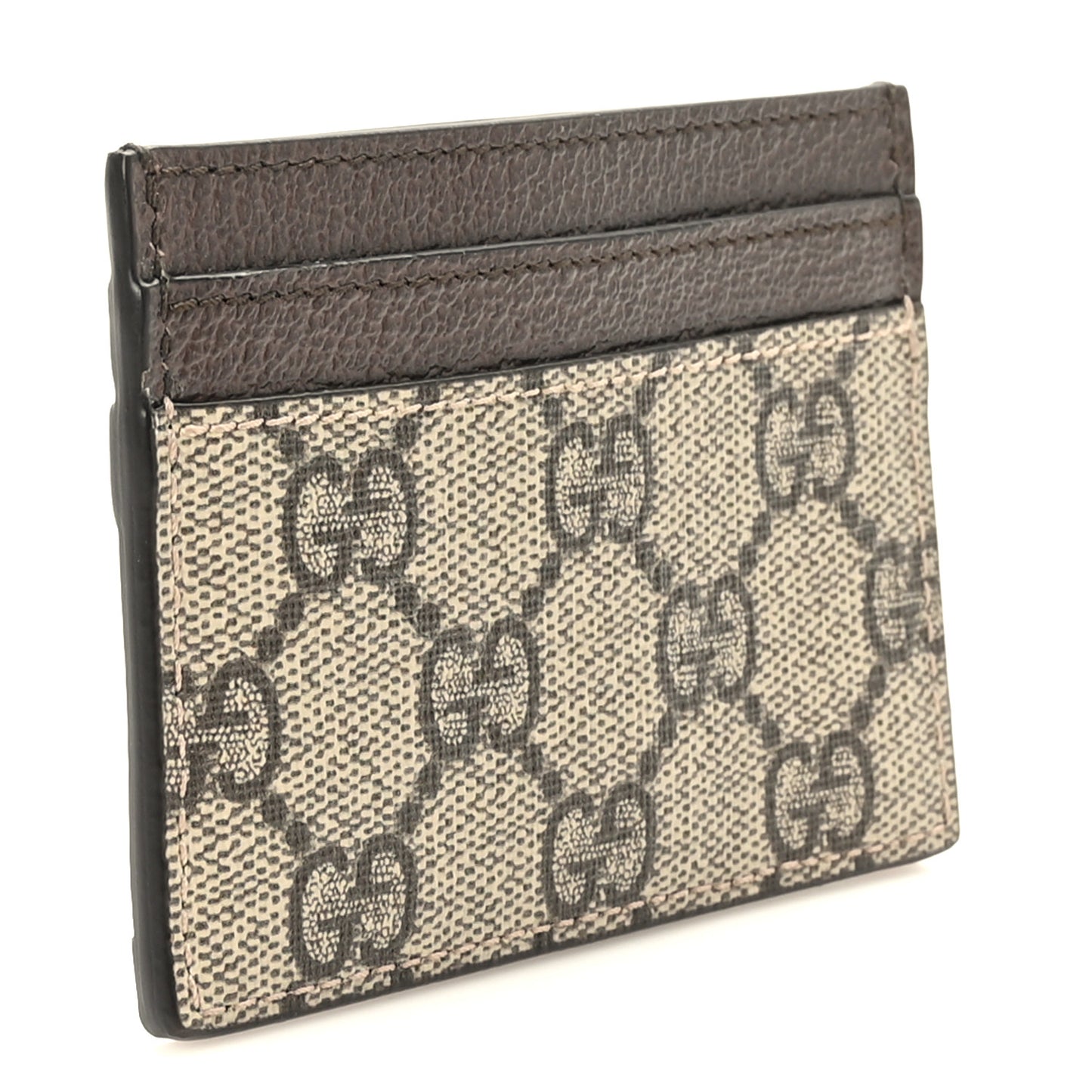 GG Supreme Monogram Ophidia Card Holder Brown